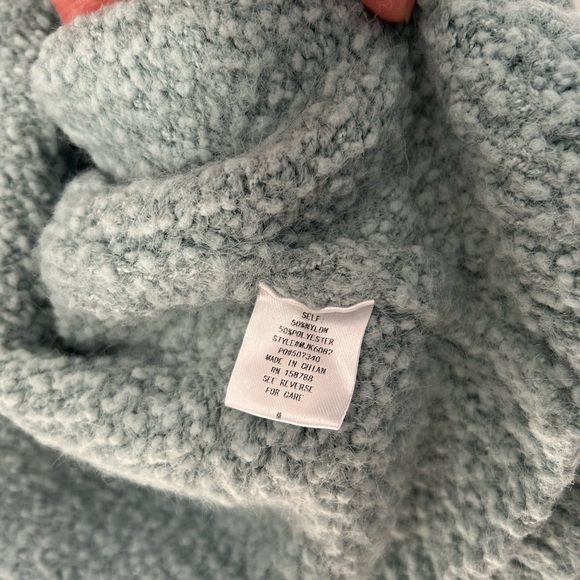 MABLE Cropped Sweater Knit Stretch Button Up Collared Pastel Blue Medium - Picture 9 of 12